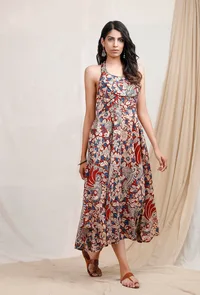 Red Kalamkari Halter Dress image 2
