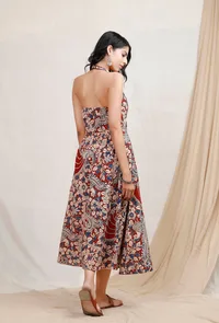 Red Kalamkari Halter Dress image 4