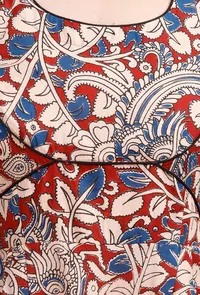 Red Kalamkari Halter Dress image 5