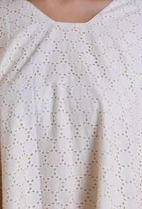 Off White Schiffli Cotton Kaftan image 4
