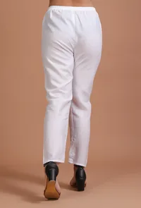 Set Of 2: Blue & White Cotton Plain Kurta & Pant Set image 6