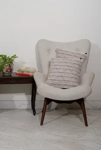 Set of 2: White with Red Contrast Handcrafted Jacquard Cushion Covers image 1