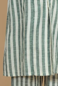 Green & White Striped Cotton Kurta image 6