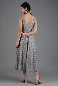 Metal Grey Chanderi Jacquard Sleeveless Dress image 5