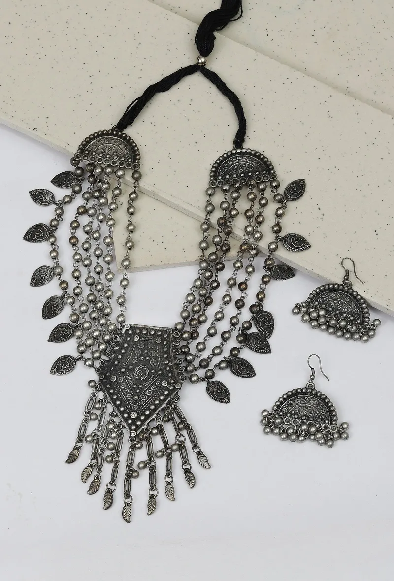Boho Royalty Tribal Necklace And Earrings