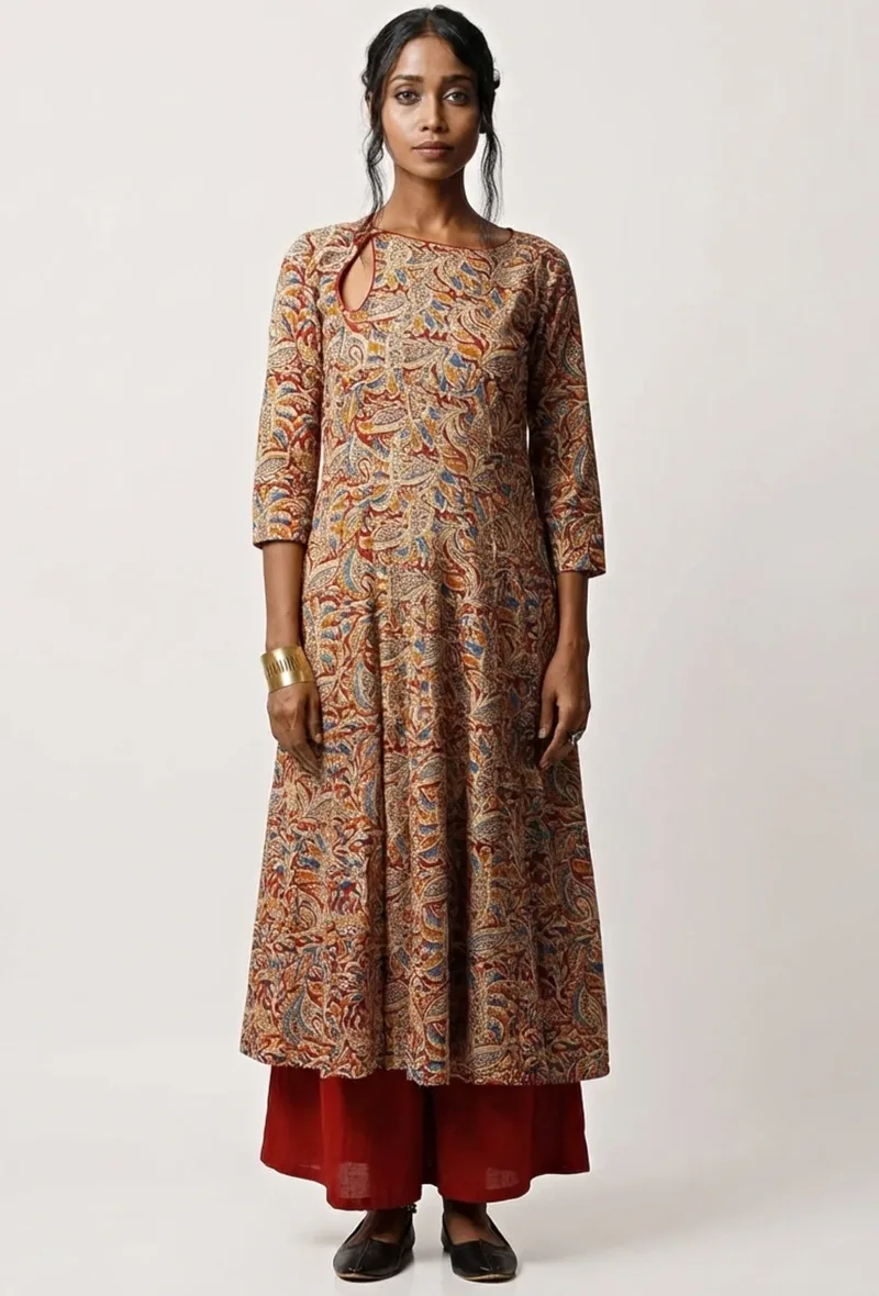 Kalidar Kalamkari Cotton Kurta