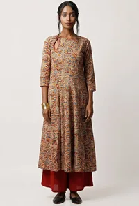 Kalidar Kalamkari Cotton Kurta image 1