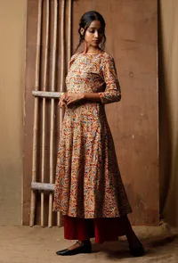 Kalidar Kalamkari Cotton Kurta image 4
