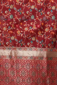 Maroon Color Semi Silk Dupatta With Zari Weaving image 5