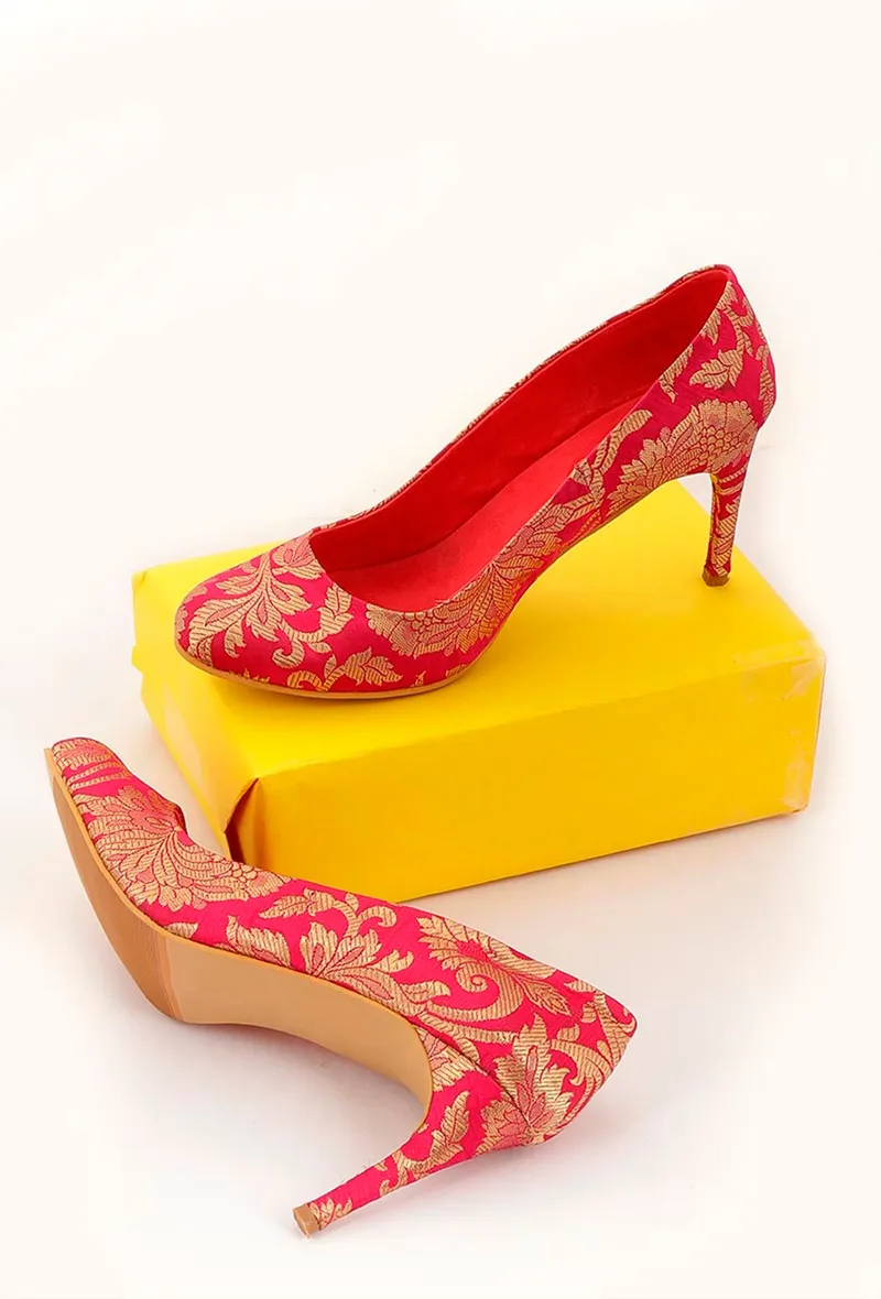 Fuschia Brocade Pencil Heels