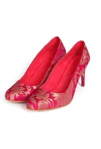 Fuschia Brocade Pencil Heels image 2