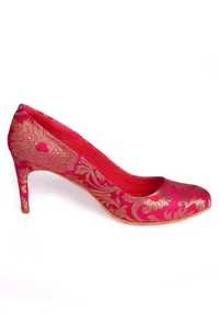 Fuschia Brocade Pencil Heels image 4