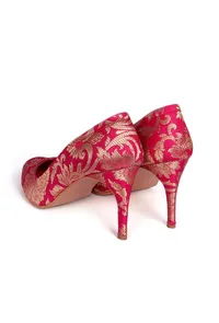 Fuschia Brocade Pencil Heels image 5