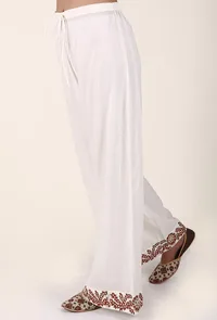 Red Floral Handblocked Cotton Palazzo image 2