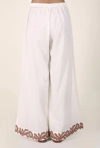 Red Floral Handblocked Cotton Palazzo image 3