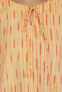 Orange Ikat Cotton Kurta image 5