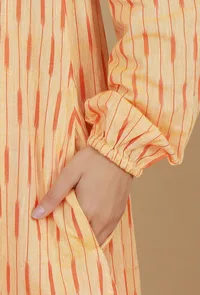 Orange Ikat Cotton Kurta image 6
