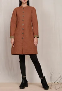 Rust Plain  Cotton Reversible Quilted Jacket image 3