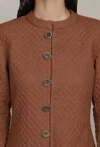Rust Plain  Cotton Reversible Quilted Jacket image 5