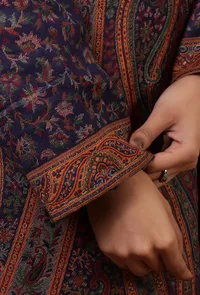 Blue & Multicolor Kani Embroidered Long Jacket image 6