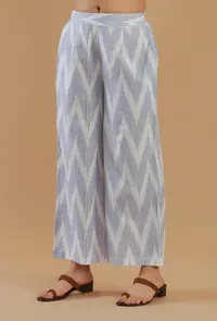 Blue Ikat Cotton Wide-Leg Pant image 2