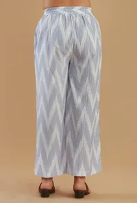 Blue Ikat Cotton Wide-Leg Pant image 4