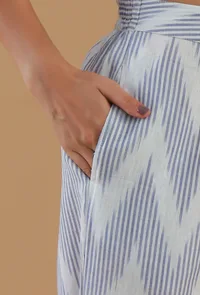 Blue Ikat Cotton Wide-Leg Pant image 5