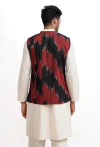 Merlot Red Ikat Nehru Jacket image 4