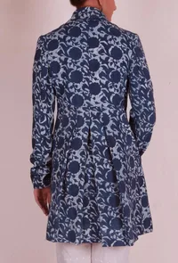 Blue Bagru Trench Coat With Wooden Buttons image 4