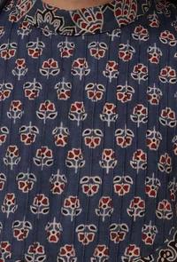 Set Of 2: Ari Indigo Multi Ajrakh Print Cotton Kurta & Sharara Pant image 5