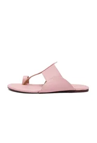 Crepe Pink Kolhapuri Inspired Flats With Insole Cushion Padding image 4