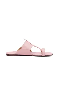 Crepe Pink Kolhapuri Inspired Flats With Insole Cushion Padding image 5