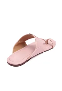 Crepe Pink Kolhapuri Inspired Flats With Insole Cushion Padding image 6
