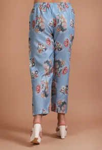 Set Of 2: Sky Blue Cotton Digital Printed Kurta & Pant Set image 5