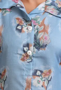 Set Of 2: Sky Blue Cotton Digital Printed Kurta & Pant Set image 6