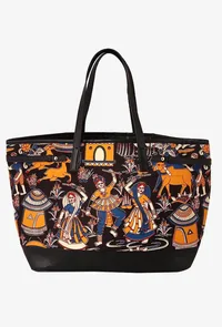 Black Kalamkari Tote Bag image 1