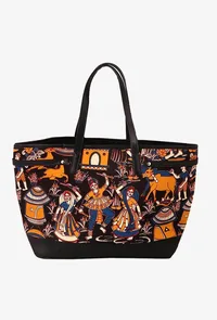 Black Kalamkari Tote Bag image 2