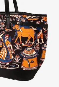 Black Kalamkari Tote Bag image 3