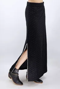 Black Cotton Schiffli Skirt image 2