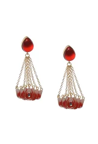 Cherry Red Gold Chain Earrings image 2