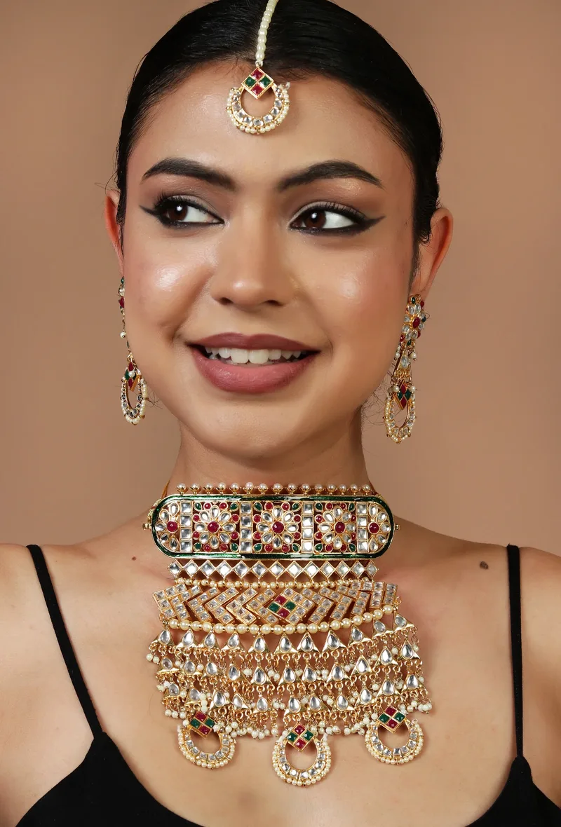 Kundan Pearl Bridal Choker Set