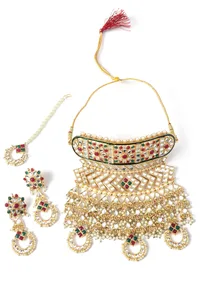 Kundan Pearl Bridal Choker Set image 4