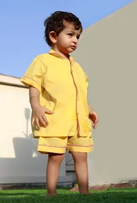 Set Of 2: Sunshine Yellow Cotton Shirt And Yellow Short image 2