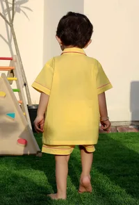 Set Of 2: Sunshine Yellow Cotton Shirt And Yellow Short image 4