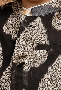 Black Brocade Nehru Jacket image 4