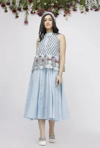 Blue Kota Hand-Block Printed Jacket image 1