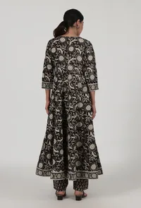 Ajrakh Printed Black Cotton Anarkali image 4