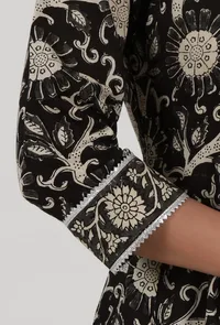 Ajrakh Printed Black Cotton Anarkali image 6