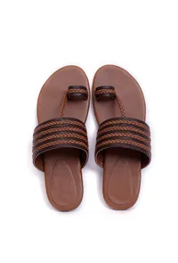 Caramel Brown Cruelty Free Leather Kolhapuri Inspired image 2