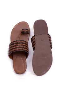 Caramel Brown Cruelty Free Leather Kolhapuri Inspired image 3